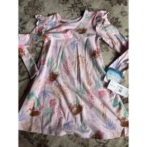 Disney The Little Mermaid Ariel Pink Long Sleeve Dress Size 5T New With Tags